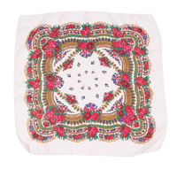 Vente en gros Foulard en fil d'or de style ethnique pour femmes musulmanes Hijab Foulard en coton sergé imprimé fleurs à la mode