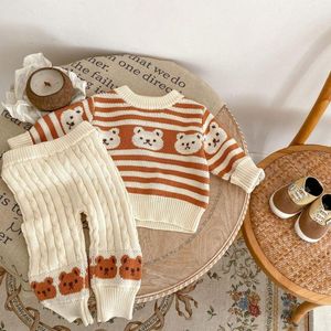 Engepapa sonbahar boys 'çizgili ayı giysileri % 100% pamuk bebek kazak triko + pantolon <span class=keywords><strong>2</strong></span> parça Set moda bebek giysileri - Product Image 3