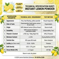 Poudre de citron naturelle FVP-11, poudre de jus de citron soluble dans l'eau, qualité alimentaire, séchée par pulvérisation, sauvage