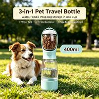 Bouteille d'eau de voyage pour chien, distributeur d'eau pour animaux de compagnie, 400 ml, avec rangement pour nourriture et support de sacs à déjections, idéal pour les promenades, cadeau d'Halloween