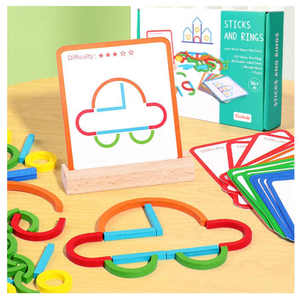 Montessori abbinamento Puzzle giocattoli per bambini in età prescolare creativi bastoni anelli Puzzle educativo per l'apprendimento precoce intelligenza - Product Image 5