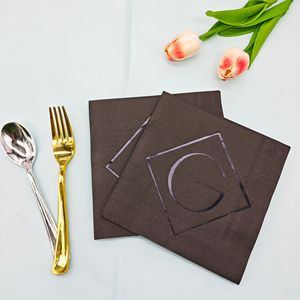 Printed Paper Napkins 33x33cm Three Layer Black Dyed High End For Wedding Hotels Restaurants - Product Image 3
