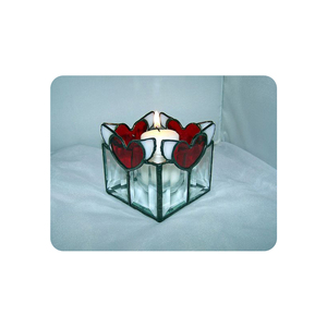Flor roja con negro <span class=keywords><strong>estambre</strong></span> de vidrio sostenedor de vela de <span class=keywords><strong>cristal</strong></span> hecho a mano arte trabajo - Product Image 3