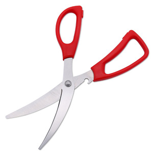 Stainless Steel Kitchen Shears Red Handle For Cutting Bones Meat Fish Home Use - Product Image 1