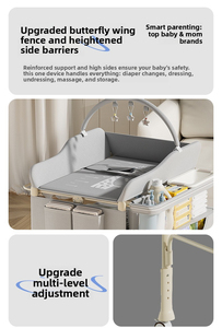 Foldable Portable Baby Care Table for Newborn, Multi-Functional Diaper Changing Bath Massage Touch Station Adjustable Height - Product Image 2