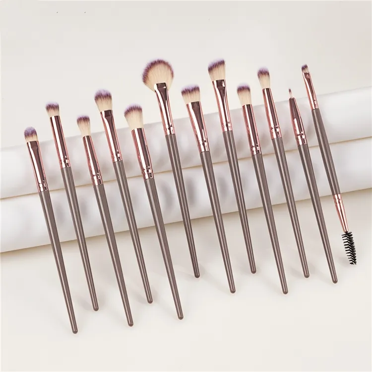 Professional High Quality Makeup Brushes Beauty Tool Kit Eye Shadow Brush Neutral Non-Logo Eye Makeup Brush 12Pcs Wholesale