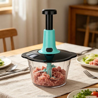 Handmatige groentehakker 1500ml, voor groenten, uien en knoflook, handmatige keukenhakker voor voedselbereiding