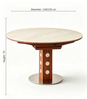 Table à manger ronde pliable en bois massif moderne avec plateau en dalle de roche, écologique et stable, ensemble de meubles pour la maison, idéal pour les petits espaces et les restaurants