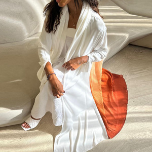 Open Abaya Best Fashion Top abbigliamento arabo Abaya Burqa Dubai Crinkle Chiffon gradiente ultimo disegno 2023 - Product Image 6