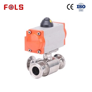 Stainless <b>Steel</b> 304 Clamp 3 Way Pneumatic Actuated Food Grade <b>Ball</b> AC220V DN50-100 PN16 L T Port - Product Image 4