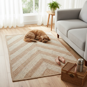 Alfombra Rectangular Moderna de Diseño Floral, Ecológica, Antideslizante, Apta para Mascotas, Antibacteriana, de Yute y Algodón Trenzado para el Hogar y Camping - Product Image 3