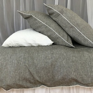 Funda de Almohada de Lino Natural con Lazos, Borde Festoneado, con Cierre de Hebilla de Coco, Tipo Sobre/Flash/Tubo - Product Image 5