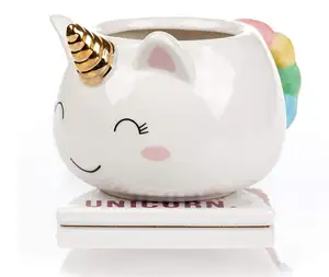 Unicorn kupa ve bardak altlığı takımı sevimli kupa-Unicorn bardak-el işi 3D kahve kupa her zaman kendiniz kullanılmadıkça size can