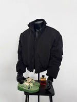 Blouson Bomber Aviateur Américain pour Homme, Style Urbain, Hiver, en Coton, Brodé, Décontracté, Écologique, Col Montant, Coupe Droite