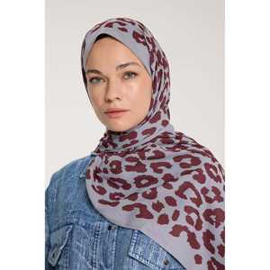 Écharpe en soie de polyester de couleur unie, imprimé léopard personnalisé, pois argentés et bordeaux, pour l'automne, l'été et le printemps - Product Image 1