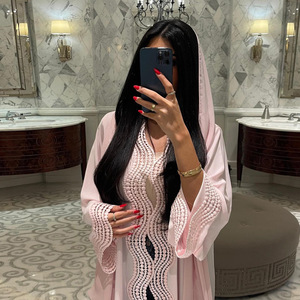 Abaya Modesta Zifeng OEM per Eid e Ramadan, Abito <span class=keywords><strong>Musulmano</strong></span> da <span class=keywords><strong>Donna</strong></span> con Bordo Ricamato, Abaya Dubai in Tessuto Nida - Product Image 1