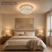 400mm LED-Raumleuchte für Schlafzimmer Essbereich Wohnzimmer 5-Schicht Wasserfall-Kristalldesign Sanfter Halo-Glanz Drei Lichtmodi