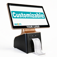 Sistem POS Terminal Layar Sentuh Tunggal All-in-One 15,6 Inci Android untuk Restoran dengan Printer 58mm