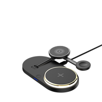 Chargeur sans fil magnétique pliable 15W, support métallique fin 22mm pour téléphone, montre, écouteurs avec sortie USB et lumière ambiante LED