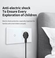 LangYeao Dokunmatik Işık Anahtarı 1/2/3'lü Anahtar Nötr Olmadan EU Prizli Temperli Cam Panel 300W USB Tip C Çıkışlı 2'si 1 Arada Ev İçin