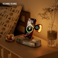 KUANGXIANG Gadgets de style de vie pour usage quotidien, haut-parleur sans fil 5-en-1, station de charge sans fil avec support pour téléphone et lumière LED de chevet