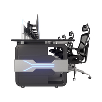 JCCX-6 Mesa de Computadora Moderna con Pantalla Grande de Acero y Madera, Ensamblaje Modular, Consola Inteligente para Sala de Control, Escritorio de Oficina