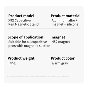 Supporto Magnetico per Penna OEM X92 in Lega di Alluminio CNC, Supporto da Scrivania per Stilo <span class=keywords><strong>Tablet</strong></span> con Magnete N52 e Base in Silicone Stabile - Product Image 6