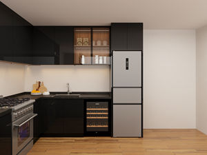 Mueble de Cocina Pequeño, Diseño Moderno en Negro, Mueble de Cocina Completo Integrado, Organizador de Cocina de Melamina con Aspecto de Madera - Product Image 4