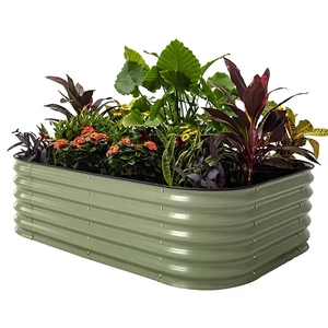 Wholesale 17" Tall Raised Garden Bed Kits Galvanized <b>Planter</b> Box Outdoor for <b>Vegetables</b> Flowers Herbs - Product Image 1