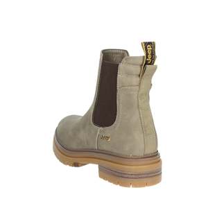 Botines de mujer de caña baja en gamuza color taupe estilo Chelsea con tirador y suela de goma - Product Image 2