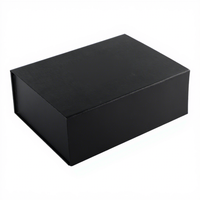 Boîte cadeau rigide pliable de luxe noire, couleur personnalisée, finition mate, revêtement UV, fermeture magnétique, ruban, emballage pour chaussettes et fourrures