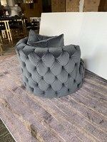 Canapé Chesterfield en velours capitonné rond avec rangement et housse amovible pour salon, appartement, centre commercial ou hôtel