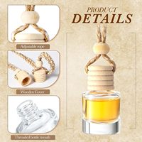 Diffuseur de voiture suspendu en verre transparent avec bouchon en bois, sérigraphie, 10 ml, pour parfums et huiles essentielles