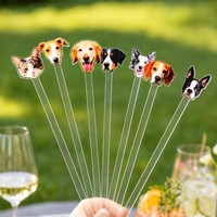 Agitateurs à Boissons Personnalisés en Acrylique avec Photo d'Animal de Compagnie – Bâtonnets à Café en Plastique Transparent pour Mariages, Fêtes et Bars