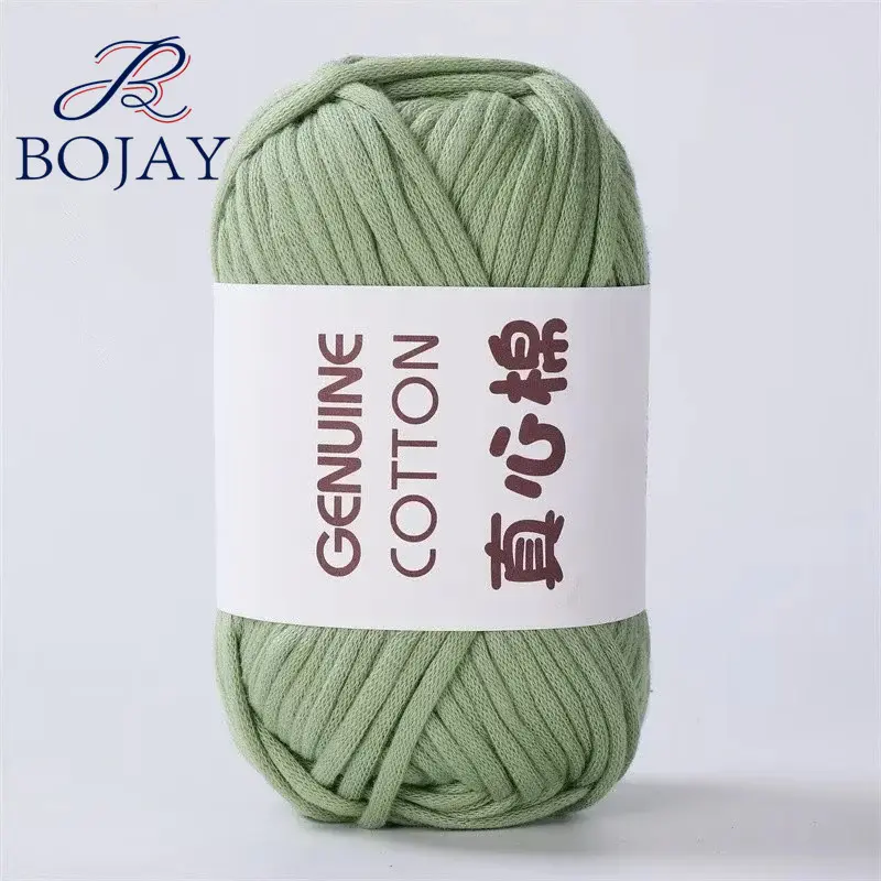 Bojay 50G Bóng 68% Bông 32% Nylon Tay Dệt Tự Làm Sợi Ống Rỗng Bện Chunky Crochet Sợi