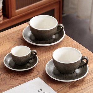 Set da Caffè in Ceramica Giapponese, Tazze in Gres Retrò, Tazze per Espresso e Cappuccino per Latte Art - Product Image 3