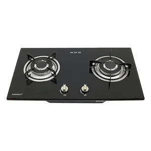 Ceramic Castiron Burner Built In Gas Cooktops Tempered Glass Automatic Pieze Ignition 2 Sabaf Burner Built In Gas Stove