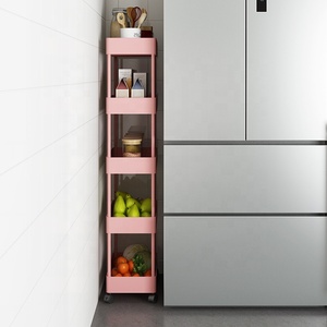 Chariot à roulettes en <span class=keywords><strong>plastique</strong></span> rose Girly à 3 couches Étagère utilitaire amovible sur pied pour les espaces étroits - Product Image 2