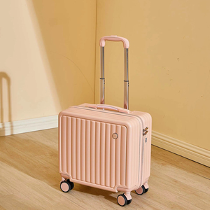 Valise de cabine personnalisée de 18 pouces en ABS PC à coque rigide rose avec <span class=keywords><strong>roulette</strong></span> et fermeture à glissière Valise d'embarquement - Product Image 1