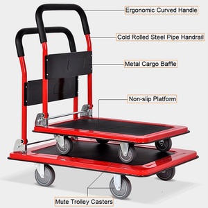 Carro de empuje manual a buen precio plegable 150kg 300kg 500kg plataforma de perfil de acero Carro de carga - Product Image 2