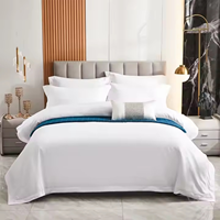 Ensemble de literie de luxe pour hôtel en coton égyptien 100% - Drap plat, housse de couette, taie d'oreiller - Draps blancs écologiques 6040s 4 pièces