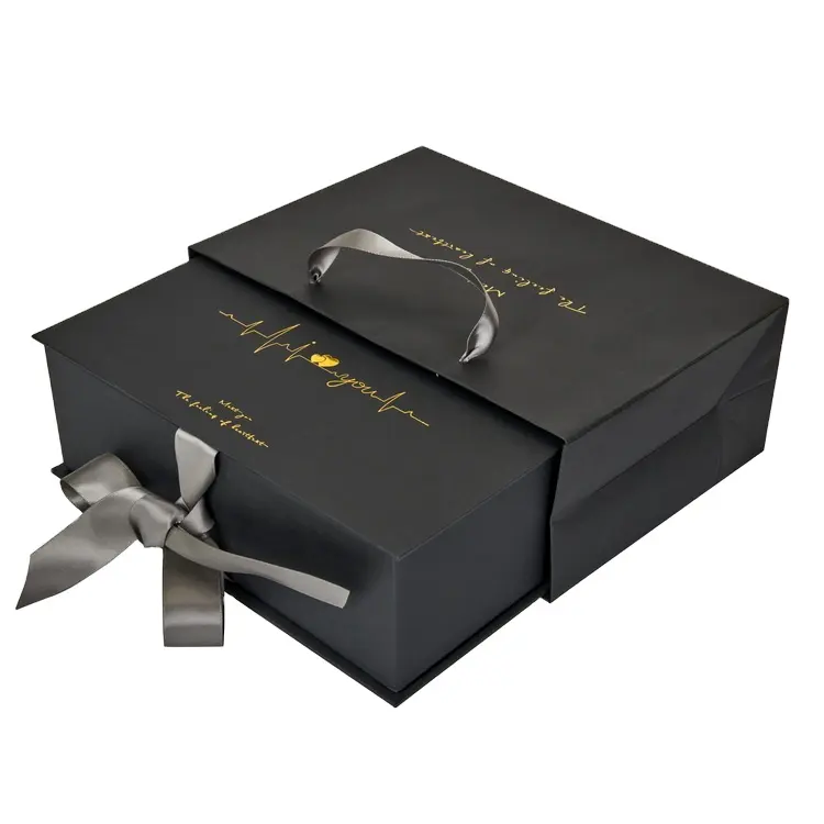 Custom Logo Design Luxury Bridesmaid Rigid Folding Magnetic Paper Gift Box With Ribbon