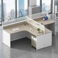 Poste de travail de bureau incurvé avec cloison, bureau informatique moderne en bois, table de direction de luxe, ensemble de mobilier de bureau