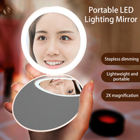 Outil de soin de beauté pour le visage pour femmes, pratique à transporter, miroir de poche avec lumière LED, miroir de maquillage de bureau