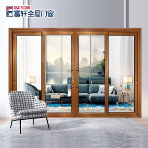 Fuson最新设计别墅房门铝4面板滑动门外部天井铝玻璃滑动门 - Product Image 2