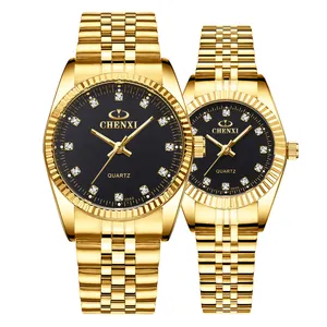 CHENXI — montres pour hommes et femmes, en acier inoxydable, diamant et cristal, personnalisées, à Quartz, or, 004D, tendance, nouvelle collection