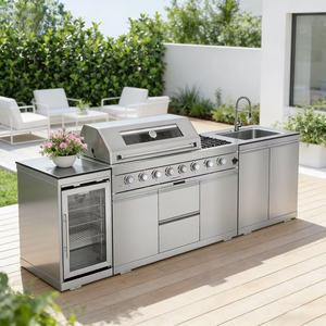Parrilla de Gas de Tamaño Fijo de Alta Calidad con Gabinete de Cocina de Acero Inoxidable <span class=keywords><strong>para</strong></span> Exteriores, Resistente a la Intemperie <span class=keywords><strong>para</strong></span> Uso en Jardín - Product Image 1
