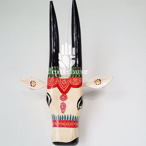 Tête de vache en bois, couleur blanche, design Art Déco, décoration murale pour la maison et le bureau - Product Image 3