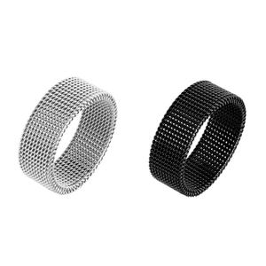 Anillo de Acero Inoxidable de 8mm para Hombre, Anillo de Malla Elástica Trenzada, Anillo de Moda Chapado en Oro, Anillo para el Dedo Medio - Product Image 2