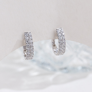Boucles d'oreilles rondes en or blanc 9 carats avec diamants pour femmes Messi Jewelry MSE-900 - Product Image 1